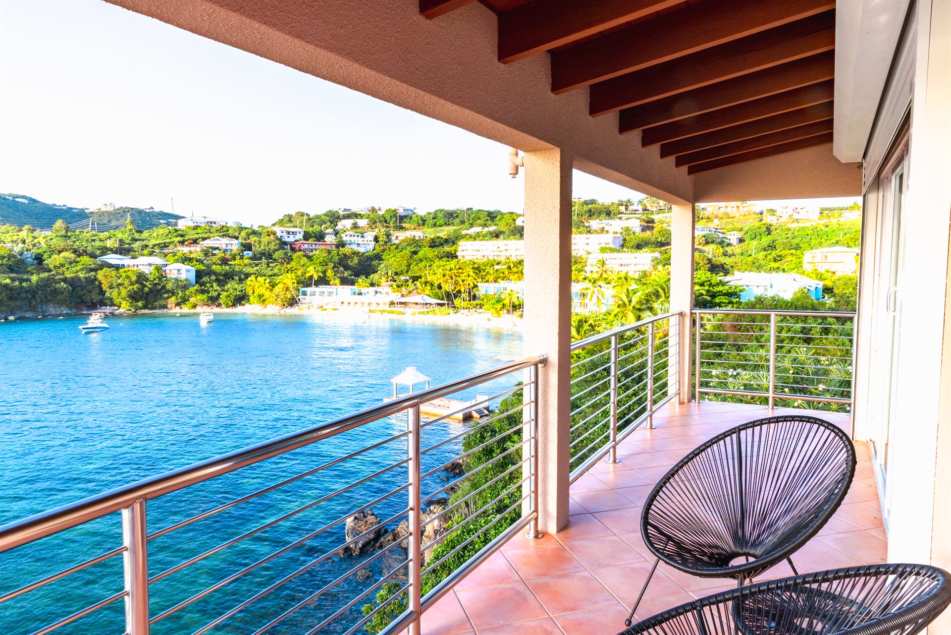Al fresco dining setup under the stars at Ocean Pointe Caribe private villa, St Thomas